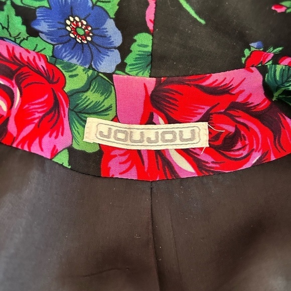 JOU JOU VINTAGE 80s Floral Oversized Longline Pocketed Shoulder Pad Blazer Small - Picture 15 of 16